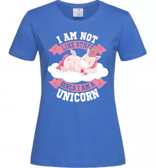 Женская футболка I am not like other girls Ярко-синий фото