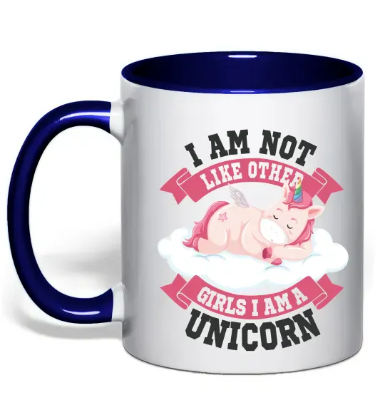 Чашка з кольоровою ручкою I am not like other girls Глибокий темно-синій фото