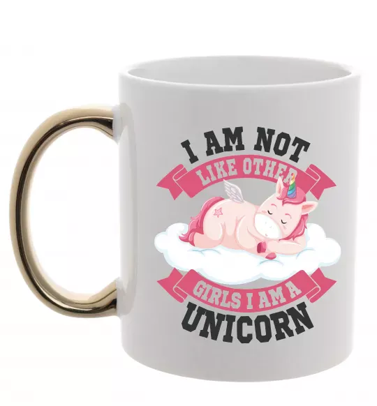 Чашка з кольоровою ручкою I am not like other girls Золото фото