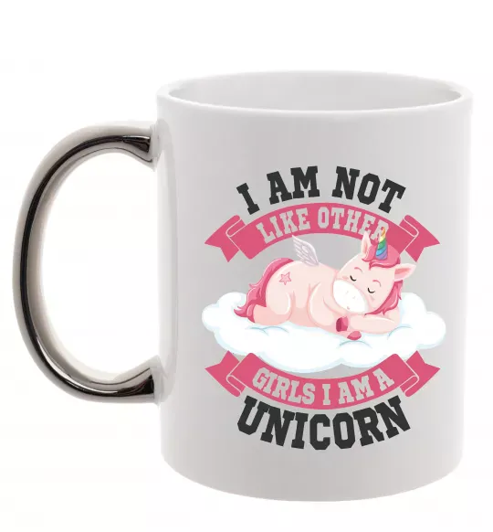 Чашка з кольоровою ручкою I am not like other girls Срібло фото