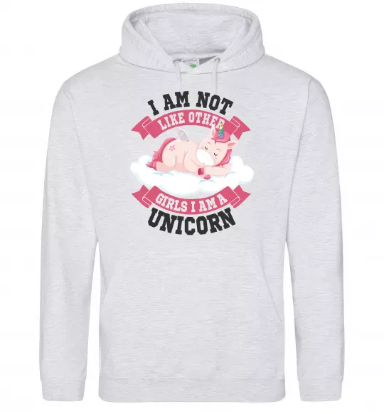 Женская толстовка (худи) I am not like other girls Серый меланж фото