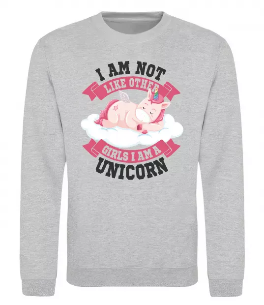 Свитшот I am not like other girls Серый меланж фото