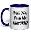 Чашка с цветной ручкой Have you seen my unicorn Глубокий темно-синий фото