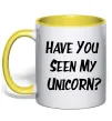 Чашка з кольоровою ручкою Have you seen my unicorn Лимонний фото