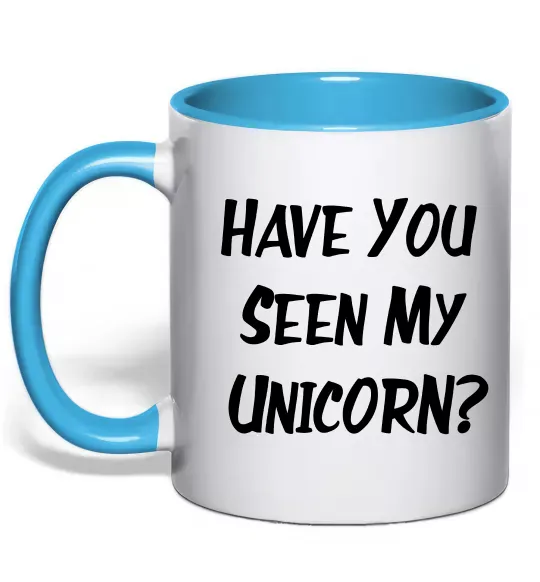 Чашка с цветной ручкой Have you seen my unicorn Голубой фото