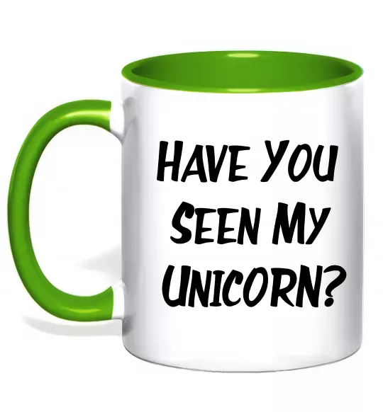 Чашка с цветной ручкой Have you seen my unicorn Зеленый фото