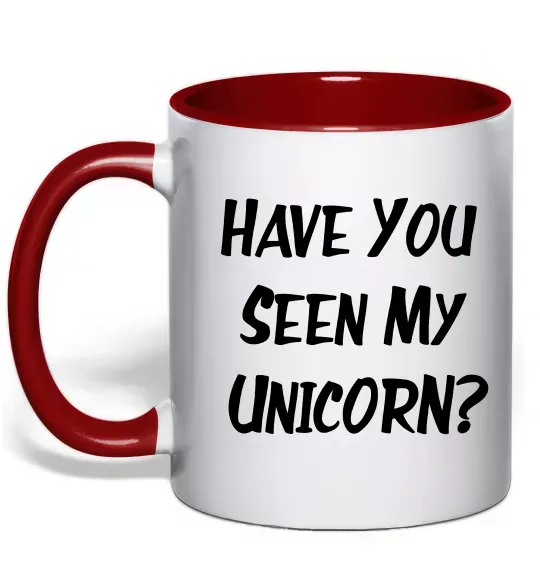 Чашка с цветной ручкой Have you seen my unicorn Красный фото