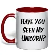 Чашка с цветной ручкой Have you seen my unicorn Красный фото