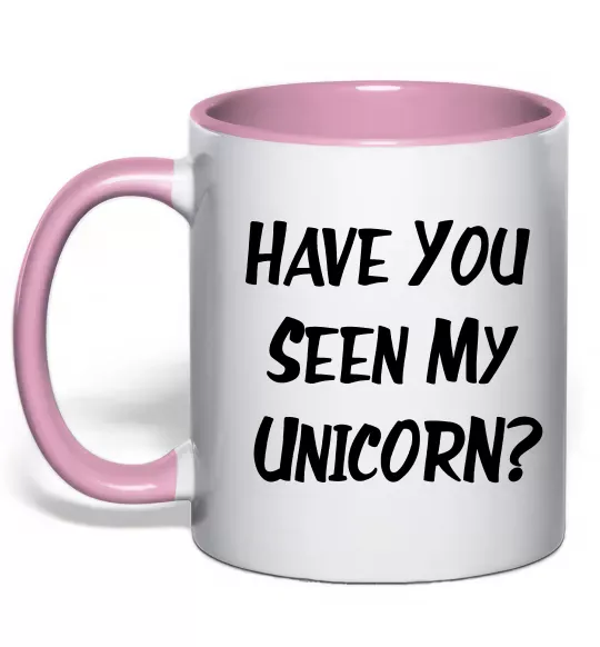 Чашка с цветной ручкой Have you seen my unicorn Нежно розовый фото