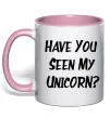Чашка с цветной ручкой Have you seen my unicorn Нежно розовый фото