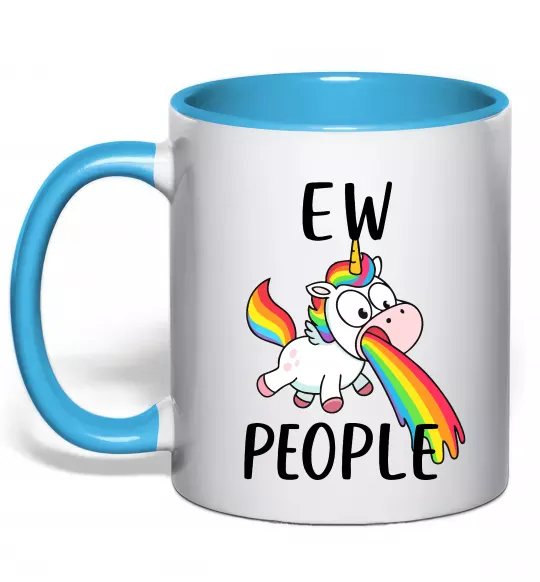 Чашка с цветной ручкой Ew people Голубой фото