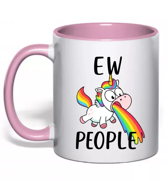 Чашка с цветной ручкой Ew people Нежно розовый фото