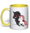 Чашка з кольоровою ручкою Evil unicorn Сонячно жовтий фото