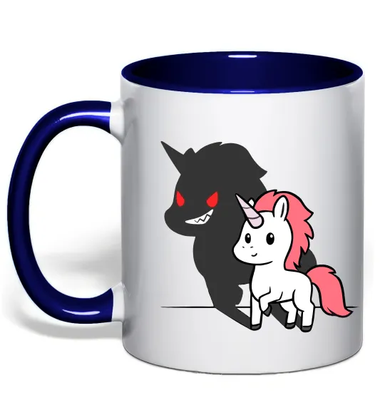 Чашка з кольоровою ручкою Evil unicorn Глибокий темно-синій фото