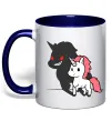 Чашка з кольоровою ручкою Evil unicorn Глибокий темно-синій фото