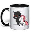 Чашка з кольоровою ручкою Evil unicorn Чорний фото