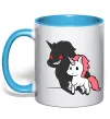 Чашка з кольоровою ручкою Evil unicorn Блакитний фото