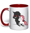 Чашка з кольоровою ручкою Evil unicorn Червоний фото