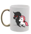 Чашка з кольоровою ручкою Evil unicorn Золото фото