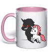 Чашка з кольоровою ручкою Evil unicorn Ніжно рожевий фото