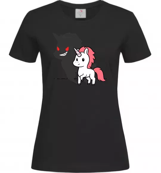 Женская футболка Evil unicorn Черный фото