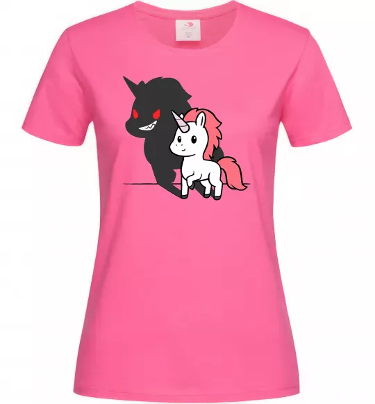 Женская футболка Evil unicorn Ярко-розовый фото