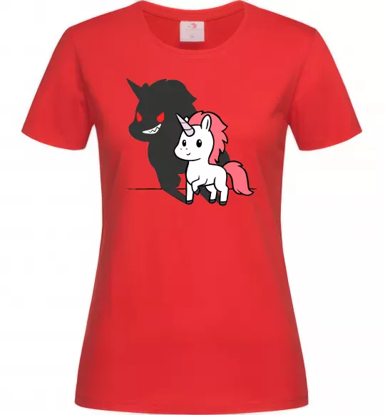 Женская футболка Evil unicorn Красный фото
