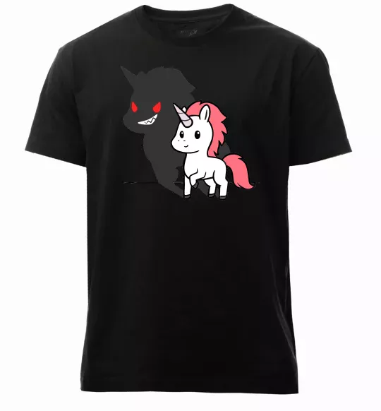 Чоловіча преміум футболка Evil unicorn Чорний фото