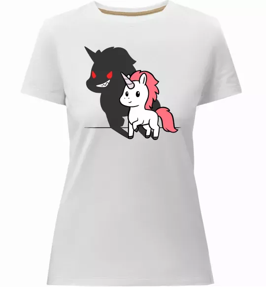 Женская премиум футболка Evil unicorn Белый фото