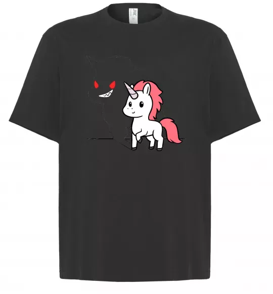 Футболка Оверсайз Evil unicorn Черный фото