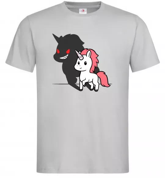 Мужская футболка Evil unicorn Серый фото