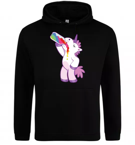Мужская толстовка (худи) Drunk unicorn Черный фото