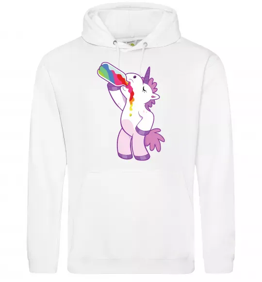 Мужская толстовка (худи) Drunk unicorn Белый фото
