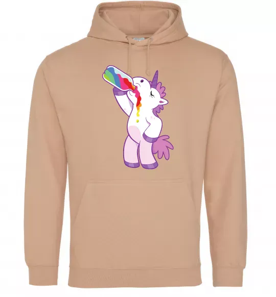 Мужская толстовка (худи) Drunk unicorn Песочный фото