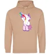 Женская толстовка (худи) Drunk unicorn Песочный фото