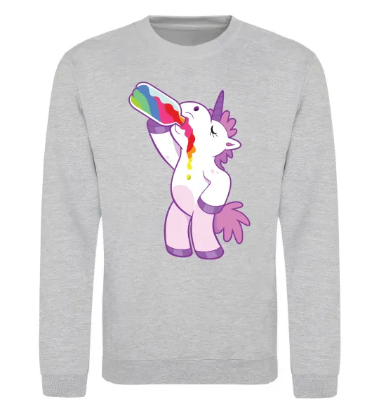 Свитшот Drunk unicorn Серый меланж фото