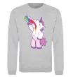 Свитшот Drunk unicorn Серый меланж фото
