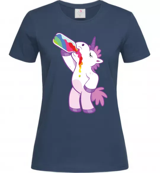 Женская футболка Drunk unicorn Темно-синий фото