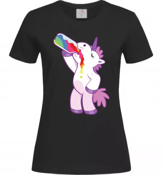 Женская футболка Drunk unicorn Черный фото