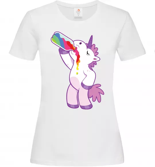 Женская футболка Drunk unicorn Белый фото