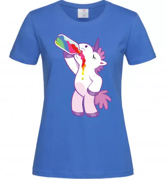 Женская футболка Drunk unicorn Ярко-синий фото