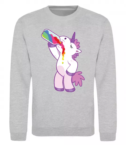 Свитшот Drunk unicorn Серый меланж фото