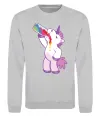 Свитшот Drunk unicorn Серый меланж фото