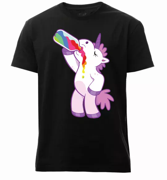 Мужская премиум футболка Drunk unicorn Черный фото