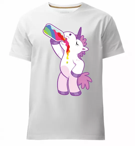 Мужская премиум футболка Drunk unicorn Белый фото