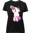 Женская премиум футболка Drunk unicorn Черный фото