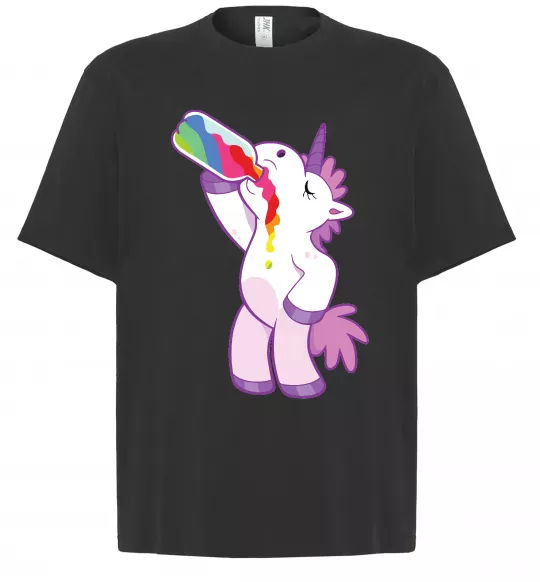 Футболка Оверсайз Drunk unicorn Черный фото