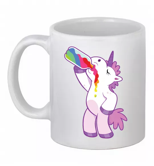 Чашка керамическая Drunk unicorn Белый фото
