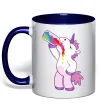 Чашка с цветной ручкой Drunk unicorn Глубокий темно-синий фото