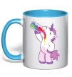 Чашка с цветной ручкой Drunk unicorn Голубой фото